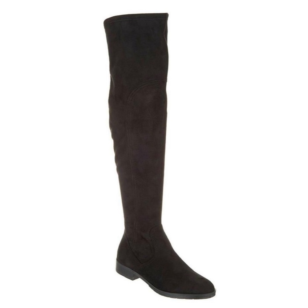 Marc Fisher Black Faux Suede Tall Over The Knee Stretch Zip Boots Size 5.5 M